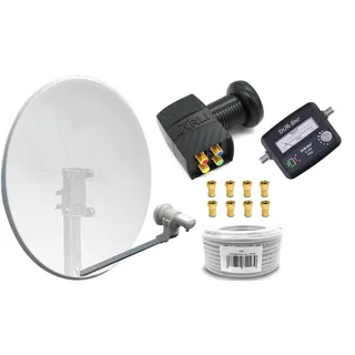 SAT Anlage 4 Teilnehmer NEU Komplettset  Sofort Finder Spiegel Kabel Stecker
