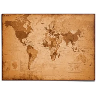Reinders! Poster »Weltkarte Antik optik«, braun