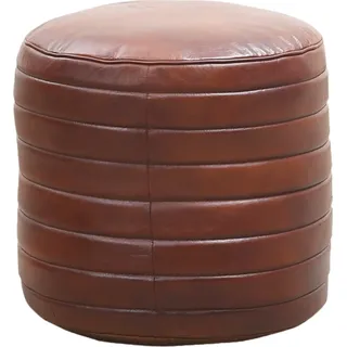 Vintage Pouf Sitzkissen aus Leder Janeiro rund - Braun