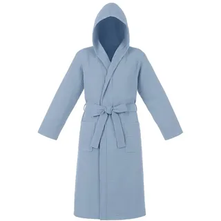 KASANOVA Bademantel mit Kapuze aus Baumwolle – Spa-Linie, Weich und Saugfähig, Farbe Blau, Waschbar bei 60°C