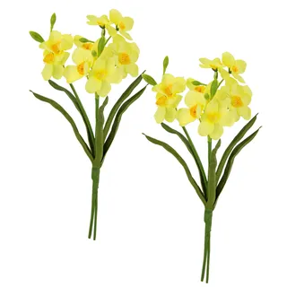 Flair Flower Künstliche Narzissen Frühlingsblumen Kunstblume Blumen Sträuße Blumenarrangements Deko Frühjahrsdekoration Narzisse Osterdeko Osterglocke Ostern Tischdeko Dekopflanze 2er Set, gelb