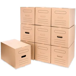 ONLY BOXES Packung mit 10 Kartons für Umzüge, Aufbewahrung, Transport, Box mit Griffen für einfache Handhabung, Maße 50 x 30 x 30 cm, besonders widerstandsfähig, 100% umweltfreundlich