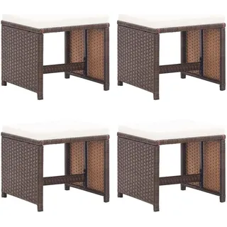 SYFAXTM Gartenhocker 4 Stk. mit Kissen Braun Poly Rattan - Braun