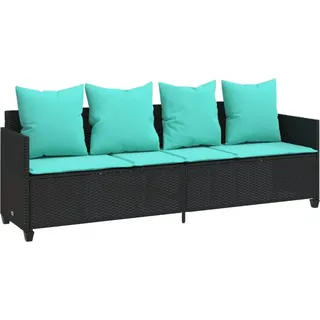 vidaXL Sonnenliege mit Kissen Schwarz Poly Rattan - Schwarz