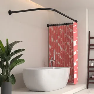 Duschvorhangstange U-Form 75 x 190 x 75 cm, perforierte Duschvorhangrange aus Edelstahl, für Badezimmer und Badewannen geeignet, Deckenmontage benötigt 12