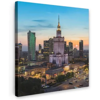 MuchoWow Leinwandbild Polen - Sonne - Warschau 50x50 cm , Textil , Quadratisch , 50x50 cm , FSC 100% , gerahmt , Bilder & Rahmen, Bilder, Leinwandbilder