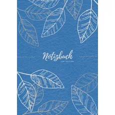 Notizbuch Tagebuch A5 liniert - 100 Seiten 90g/m2 - Soft Cover - Silberne Blätter auf blau -