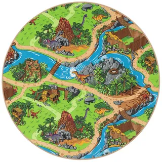 Snapstyle Kinder Spiel Teppich Dino Welt Rund in 7 Größen
