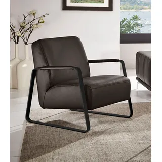 W.SCHILLIG Cocktailsessel "quadroo Loungesessel," mit bezogenen Armlehnen, Gestell in Schwarz pulverbeschichtet, braun z59