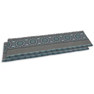 Tischläufer 2er-Set , Blau, Grau, Hellgrau , Textil , Ornament , rechteckig , 40x140 cm , Oeko-Tex® Standard 100 , Heimtextilien, Wohntextilien, Tischwäsche, Tischläufer
