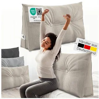 eloneo Rückenkissen – Keilkissen fürs Bett & Sofa, abnehmbarer Bezug, praktisches Seitenfach Handy 1 St