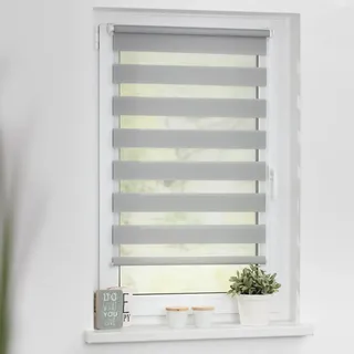 LICHTBLICK ORIGINAL Doppelrollo »Duo Rollo Klemmfix, ohne Bohren, verspannt« halbtransparent verspannt Einfache Klemm-Montage ohne Bohren. Für Fenster & Türen geeignet., grau
