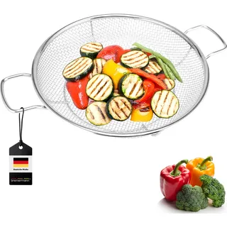 bremermann Grillkorb rund // Edelstahl Ø ca. 30 cm // 2 Griffe - Silber