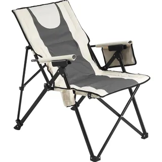 SucceBuy Campingstuhl 58x83x140 cm, 3 verstellbare Positionen, Klappstuhl mit hoher Rückenlehne, Belastbarkeit 118 kg, gepolsterter Strandstuhl mit Armlehnen und Kopfstütze, Outdoor-Stuhl für Reisen und Freizeit