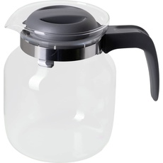 Wenco Glas-Kaffeekanne/Teekanne mit Kunststoff-Deckel, 1,25 l, Glas/Kunststoff, Transparent/Grau