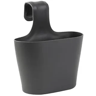 Engelland 1 x Blumentopf zum Auf-Hängen, Geländertopf, Anthrazit, Hängetopf, Balkon-Kasten, oval, Übertopf, Pflanzkasten, mit Wasserspeicher/Wasserauffangschale, 2,8 Liter