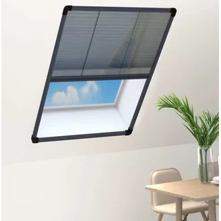 The Living Store Insektenschutz-Plissee für Fenster Aluminium Anthrazit 80x120cm - Grau