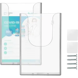 WIYETY 2 Stück Wandprospekthalter A6: Wandbehang Displaybox, Prospekthalter Flyerhalter aus Durchsichtigem Kunststoff, Wandprospekthalter A6 für Zeitschrift, Menü, Zeitschrift, Dokument