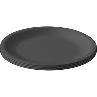 Engelland - 4er Set Kunststoff-Teller, Anthrazit, Ø 23,5 cm, flach, bruchfest, wiederverwendbar, Mehrweg, Plastikteller, mikrowellen- & spülmaschinenfest, BPA-frei, Camping, Picknick, Party