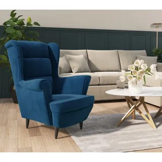 vidaXL Sessel Blau Samt - Sessel - Wohnzimmersessel - Loungesessel - Lounge Sessel - Blau