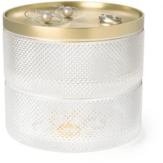 Umbra Tesora Schmuckkasten – stapelbare Schmuckbox aus Glas mit Metalldeckel für Ringe, Ohrringe, Ketten, Armbänder, Uhren & Accessoires, Messing