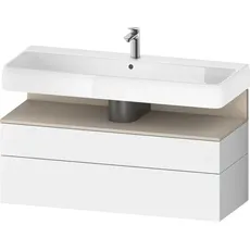 Duravit Qatego Waschtischunterbau, 1 Auszug und 1 Schublade, 1190x470x590mm, Nische Taupe Supermatt, QA4396083, Farbe: Weiß Matt/mit Nischenbeleuchtung