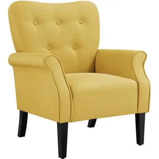 Yaheetech Ohrensessel modern 75 x 90 x 80 cm Gelb mit Kissen