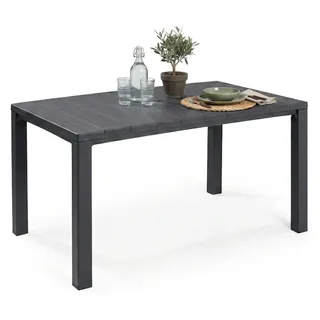 Dmora Gartentisch Listowel 147x90x75h cm, Anthrazit, für 6 Personen, UV-beständig, vielseitig, platzsparend - Schwarz