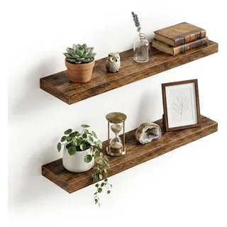 Relaxdays Wandregal 80 x 20 cm Braun