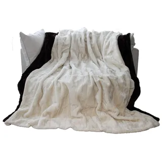 Brandsseller Felldecke 150 x 200 cm Hochwertige Kuscheldecke Sofa Decke Wohndecke Tagesdecke Flauschiges Kunstfell Creme-Weiss