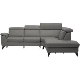 Cantus Ecksofa , Dunkelgrau , Leder , Echtleder , Color-Finish-Leder , Uni , Ottomane rechts, L-Form , 285x239 cm , Typenauswahl, Bettkasten erhältlich, Fußauswahl, Lederauswahl, Stoffauswahl, seitenverkehrt erhältlich, Hocker erhältlich, Rückenfutter , Wohnzimmer, Sofas & Couches, Wohnlandschaften, Ecksofas