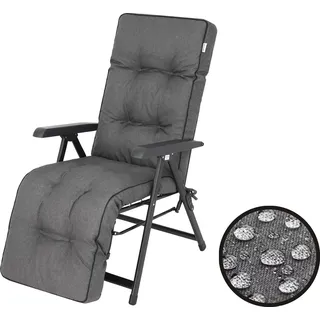 Bjird Liegenauflage Auflage für Gartenstuhl mit Fußstütze, Auflage für Gartenliege Liegestuhl mit mit Bindebänder und Gummi-Befestigungsbänder - 160 x 50 cm, Graphit Ekolen - Grau