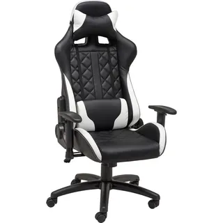 Xora Gamingstuhl , Schwarz, Weiß , Metall, Kunststoff, Textil , Drehkreuz , 70x129-138x59 cm , Büromöbel, Bürostühle, Gaming-Sessel