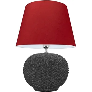 Licht Tisch- IN Keramik Caltagirone Zapfen Ball Schwarz & Lampenschirm Bordeaux