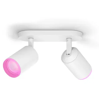Philips Hue White and Color ambiance Fugato Zweierspot weiß, Intelligente Deckenbeleuchtung, Bluetooth/Zigbee, Weiß, LED, Metall, GU10 - Weiß