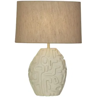 Tischlampe Stoff Harz groß 59,5 cm Creme Weiß E27 Nachttisch lampe Schlafzimmer