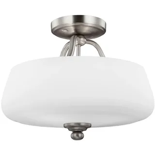 Elstead Lighting Deckenleuchte , Nickelfarben , Metall, Glas , 29.5 cm , RoHS , Lampen & Leuchten, Innenbeleuchtung, Deckenleuchten, Deckenleuchten