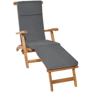 Beautissu Deckchair Auflage 175 x 45 x 5 cm grau 1 St.