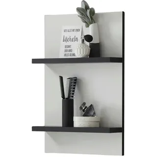 Furn.Design Bad-Regal weiß schwarz, Wandregal hängend, 40 x 62 cm , Weiß Hochglanz , Holzwerkstoff , 40x62x12 cm , FSC 100% , Spiegel, Wandspiegel