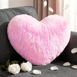 GIFISTAR Herzkissen Rosa 46x36 cm, Flauschiges Kuschelkissen Herzform, Aesthetic Zierkissen für Sofa, Bett & Schlafzimmer, Weiches Knotenkissen Dekokissen für Erwachsene