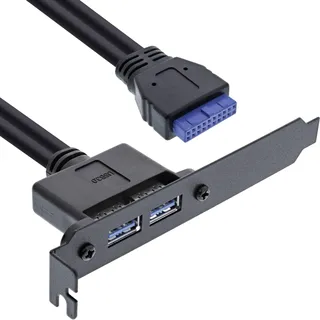 InLine Slotblech USB 3.0, 2x USB Buchse auf intern Mainboardanschluss 0,5m,