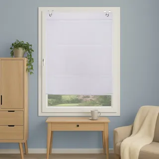 HOME WOHNIDEEN Magnetrollo "ABELIA" mit Hakenaufhängung ohne Bohren und Schrauben Uni, weiß