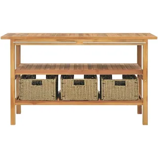 vidaXL Waschtisch mit 3 Körben Massivholz Teak 132x45x75cm - Braun
