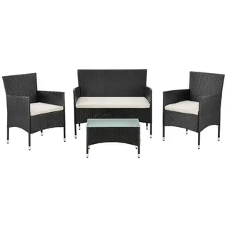 Juskys Fort Myers Set 4-tlg. Schwarz/Creme