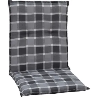 Gardenson Sesselauflage , Anthrazit, Grau, Schwarz , Textil , 4-teilig , Karo , Füllung: Schaumstoff, Fleece , 50x6x100 cm , bügelfrei, formstabil, für den Außenbereich geeignet, wetterfest, mittels Bändern zu befestigen, mittels Gurtband zu befestigen , Gartenmöbel, Gartenpolster & Auflagen, Sesselauflagen