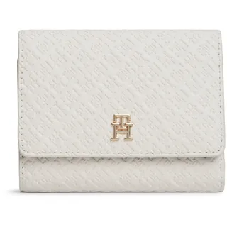 Tommy Hilfiger Geldbörse "TH ICON TRIFOLD MONO" Damen Geldbeutel, Portemonnaie mit TH-Schmucklogo, creme