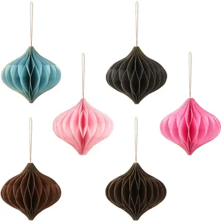 Baumschmuck Christbaumschmuck Papier, 6 Stück Papierkugeln Weihnachtsbaum, Papier Waben Deko Weihnachten Ornamente Hängend für Weihnachtsdeko Weihnachtsschmuck