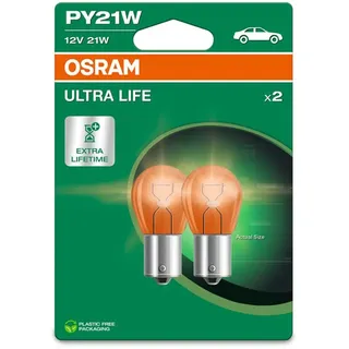 Osram ULTRA LIFE, PY21W, Double Blister, (2 lamps), white