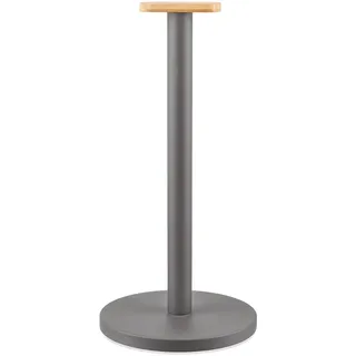 Alessi Mattina BG05 DG - Design-Küchenrollenhalter aus Farbigem Stahl mit Epoxidharz und Knopf aus Bambusholz, Dunkelgrau