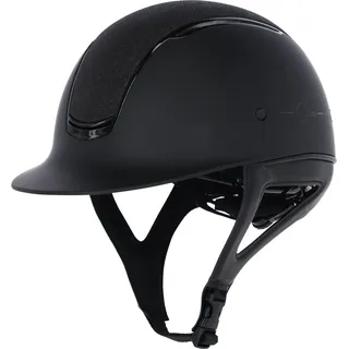 Covalliero Reithelm Eclipse für Damen und Kinder, 58-61 cm | Schwarz, matt, Glitzerapplikation, Disc-System, mit Belüftungssystem, 4-Punkt-Befestigung